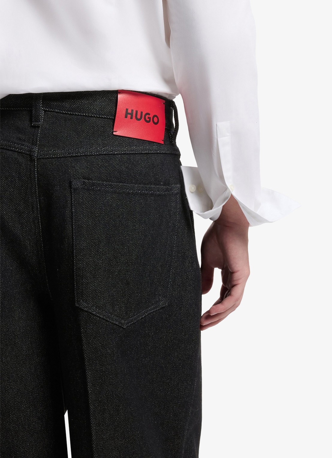 HUGO Straight leg jeans met steekzakken - detail 5 zwart