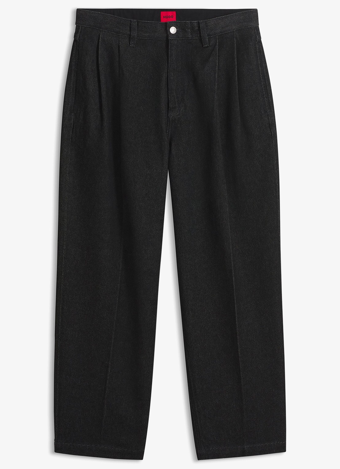 HUGO Straight leg jeans met steekzakken - voorkant 2 zwart