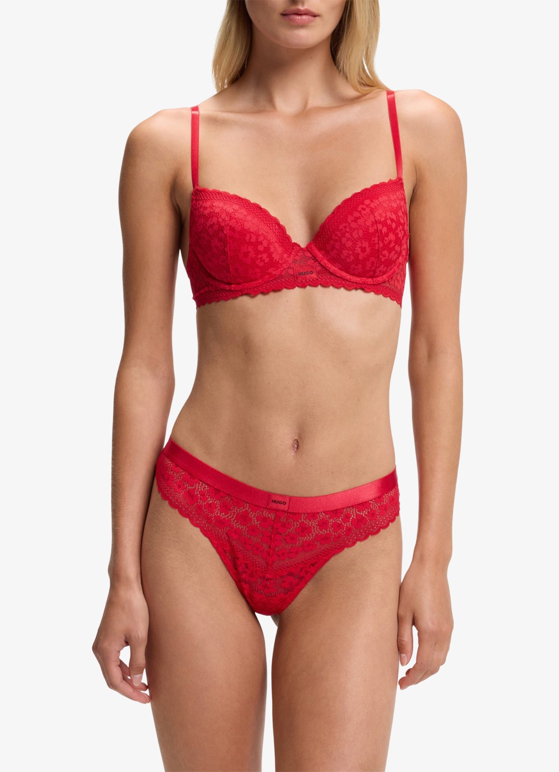 HUGO String met kant - detail rood