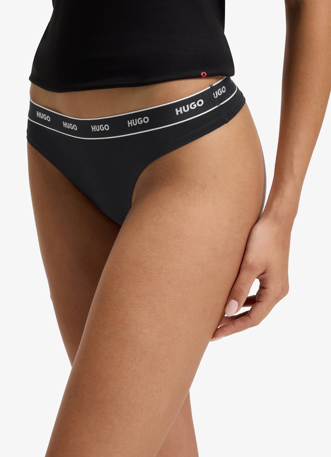 HUGO String met logoband in 3-pack - detail zwart