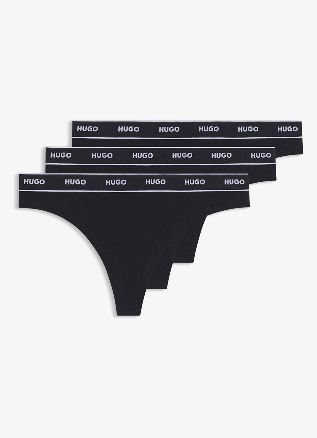 HUGO String met logoband in 3-pack - voorkant 4 zwart