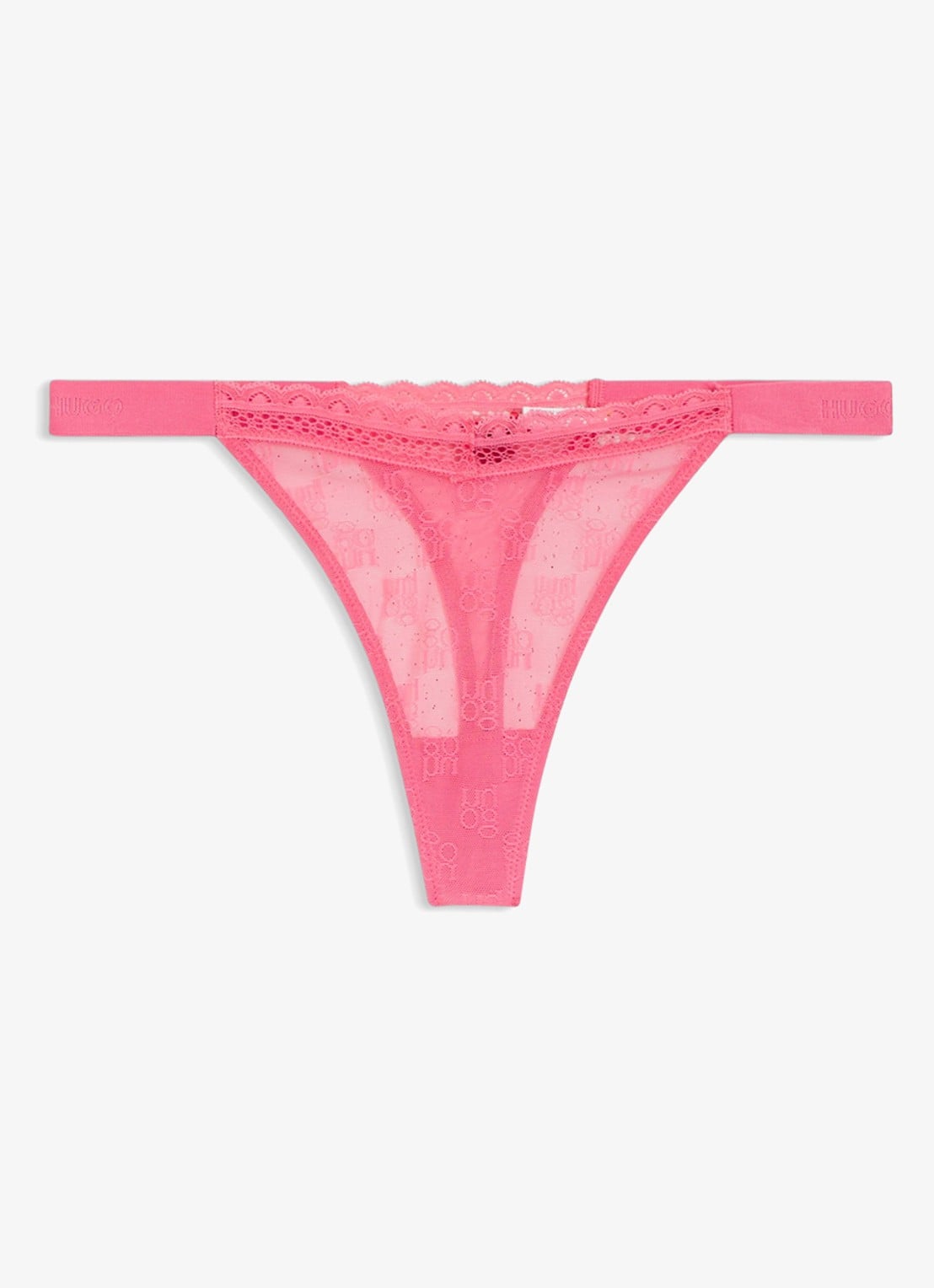 HUGO String van mesh met logo - voorkant 2 roze