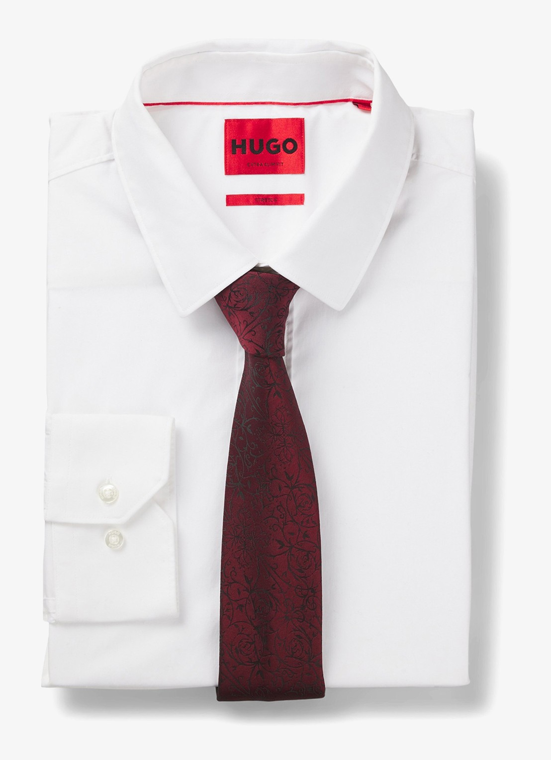 HUGO Stropdas in zijdeblend - voorkant 2 dark pink-654 / roze