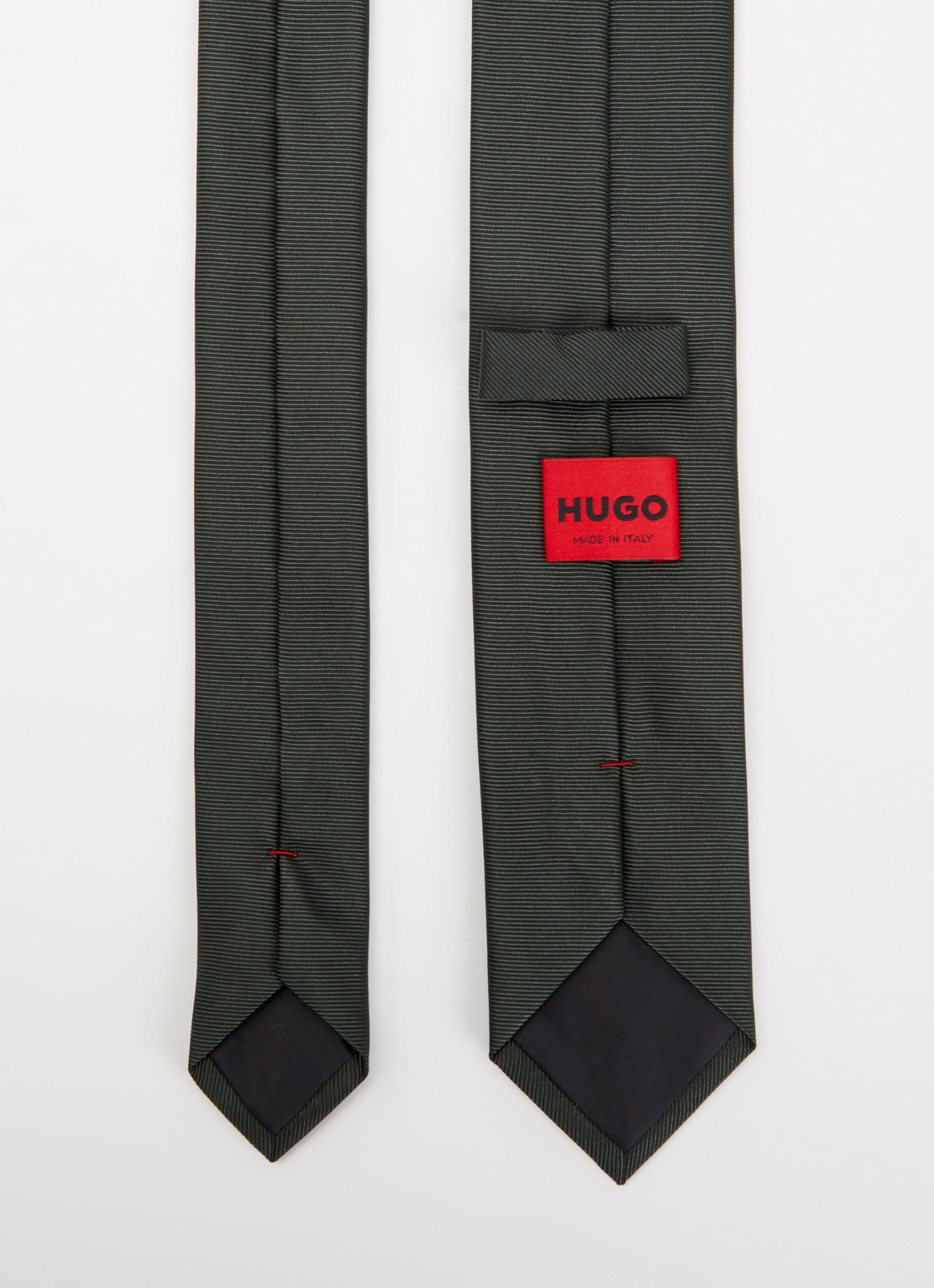 HUGO Stropdas van een zijdemix met jacquardstructuur - detail donkergroen