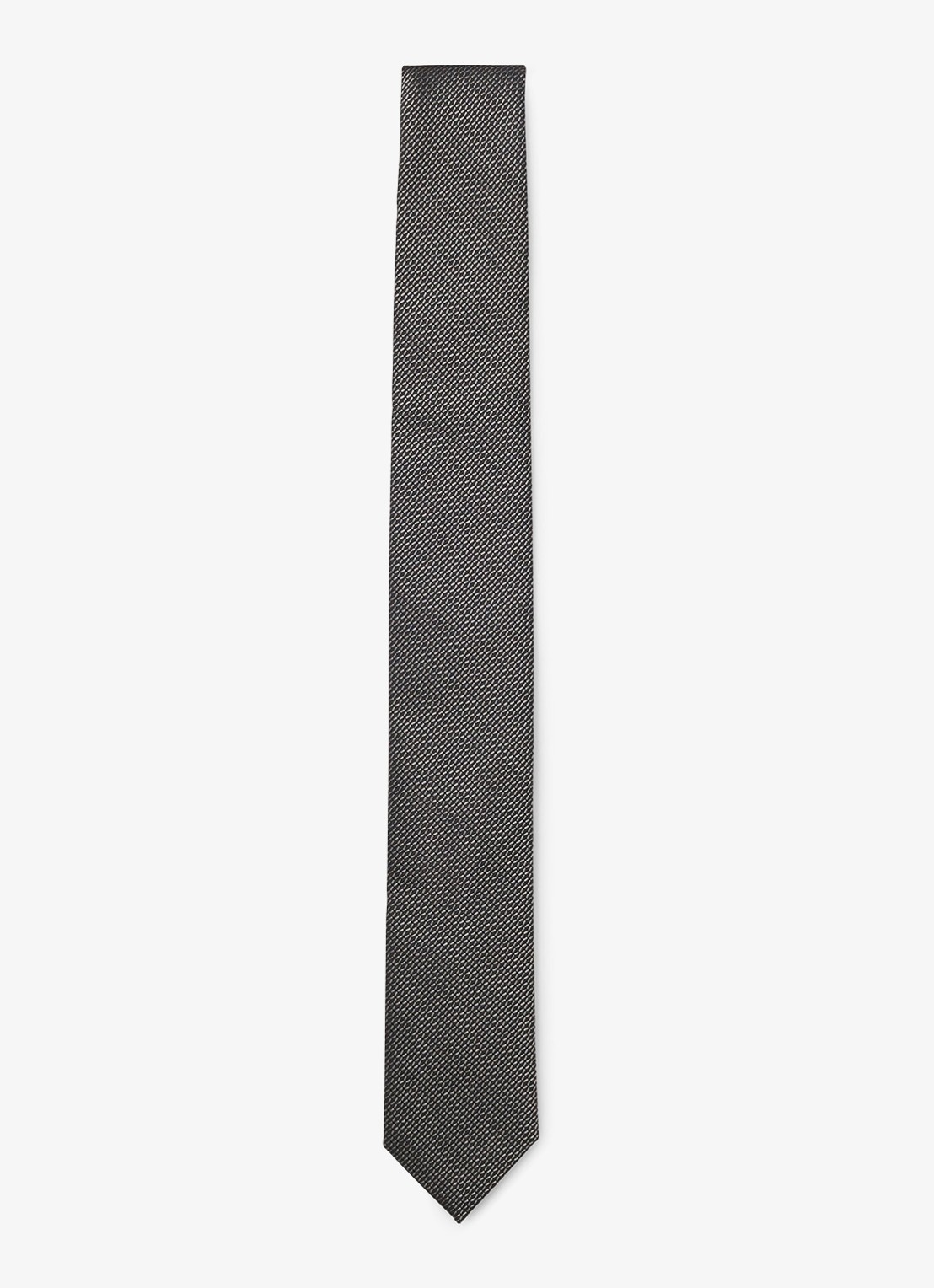 HUGO Stropdas van zijde met jacquard dessin - voorkant 5 zwart