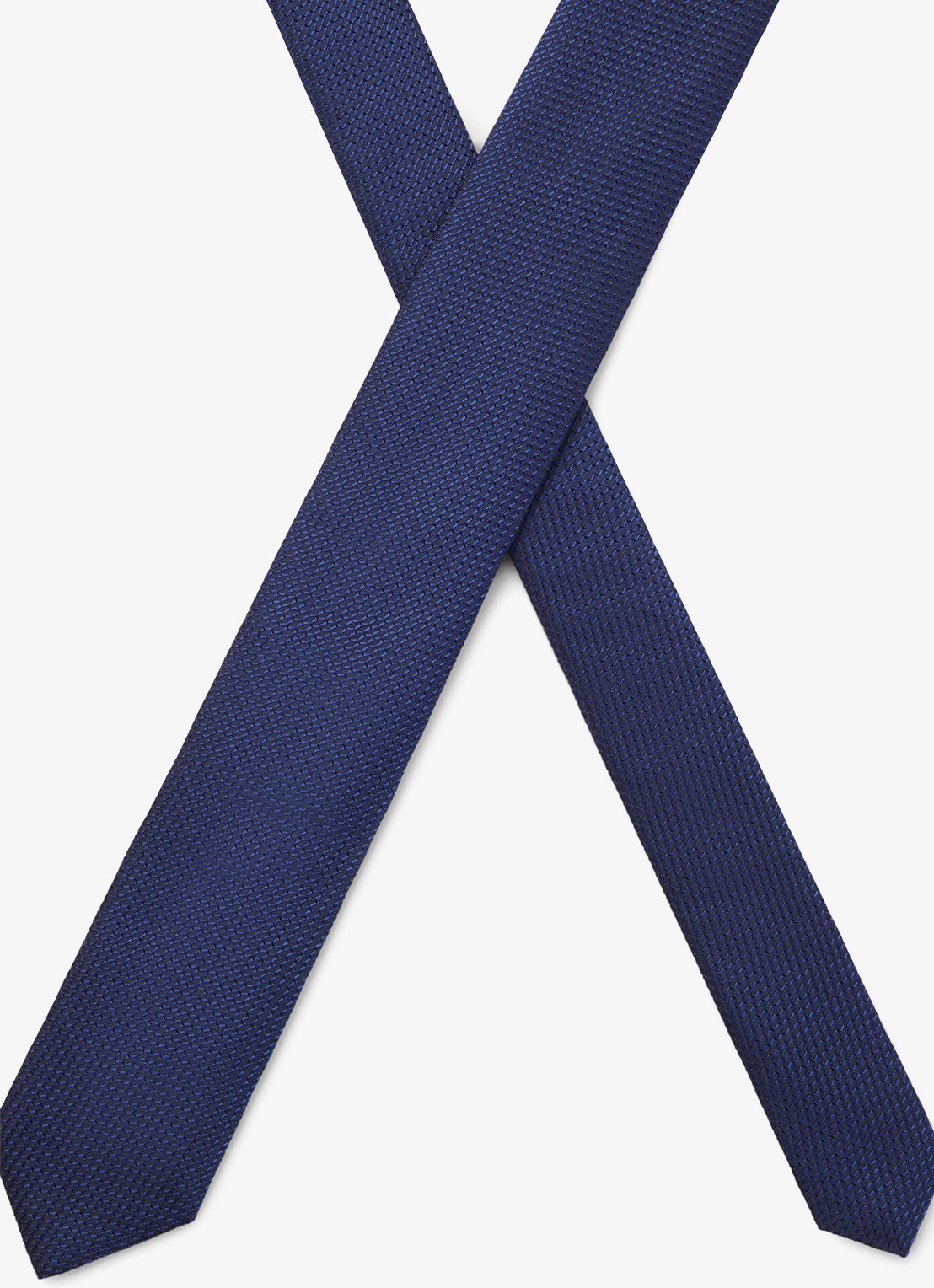 HUGO Stropdas van zijde met jacquard dessin - achterkant 3 donkerblauw