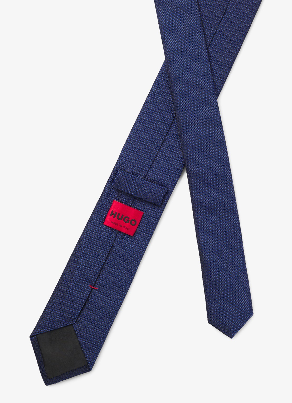 HUGO Stropdas van zijde met jacquard dessin - detail 6 donkerblauw