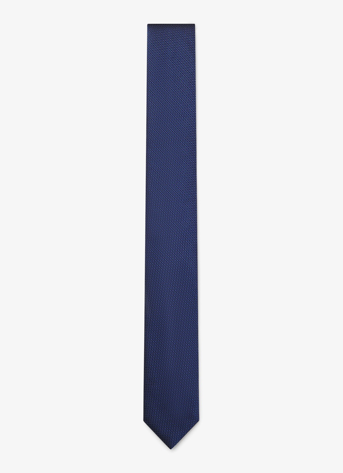 HUGO Stropdas van zijde met jacquard dessin - voorkant donkerblauw