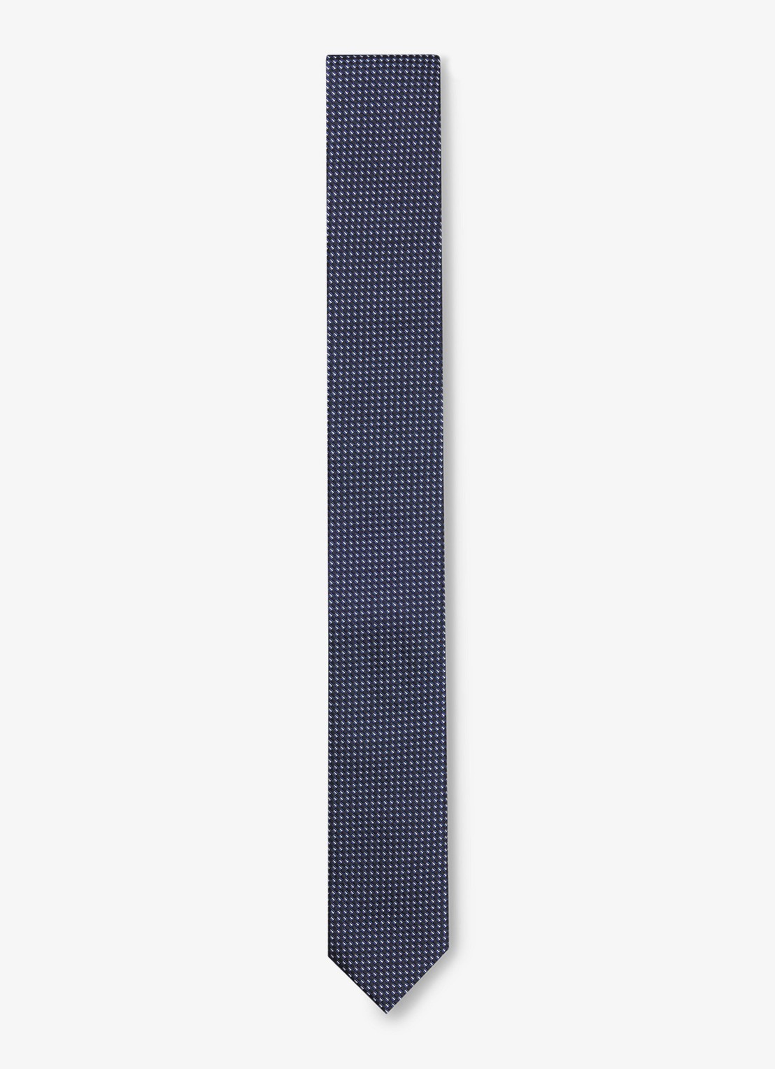 HUGO Stropdas van zijde met stippenprint - voorkant blauw