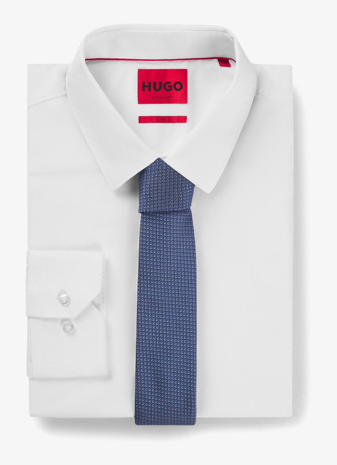 HUGO Stropdas van zijde - detail navy-413 / blauw