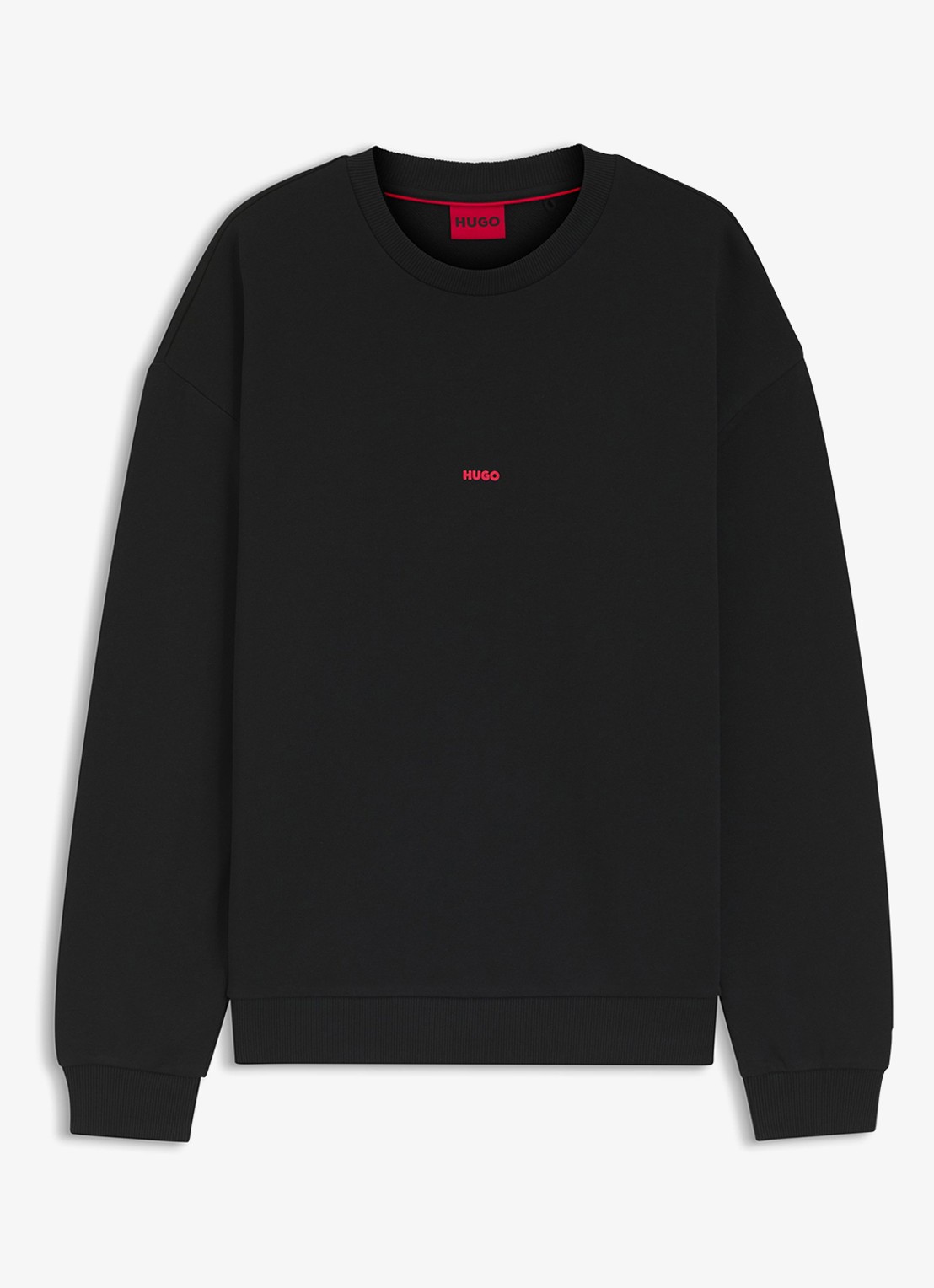HUGO Sweater met logo-en backprint - voorkant 4 zwart