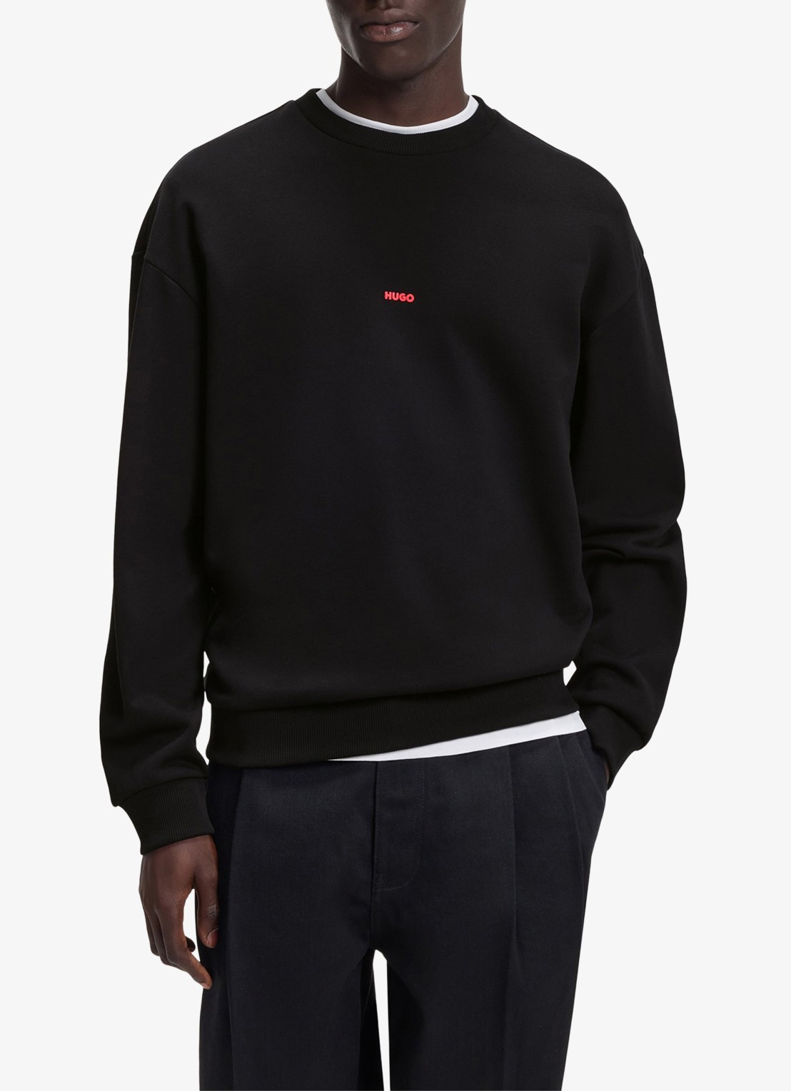 HUGO Sweater met logo-en backprint - detail 2 zwart