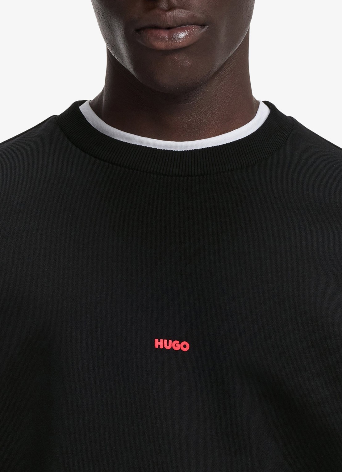 HUGO Sweater met logo-en backprint - detail 3 zwart