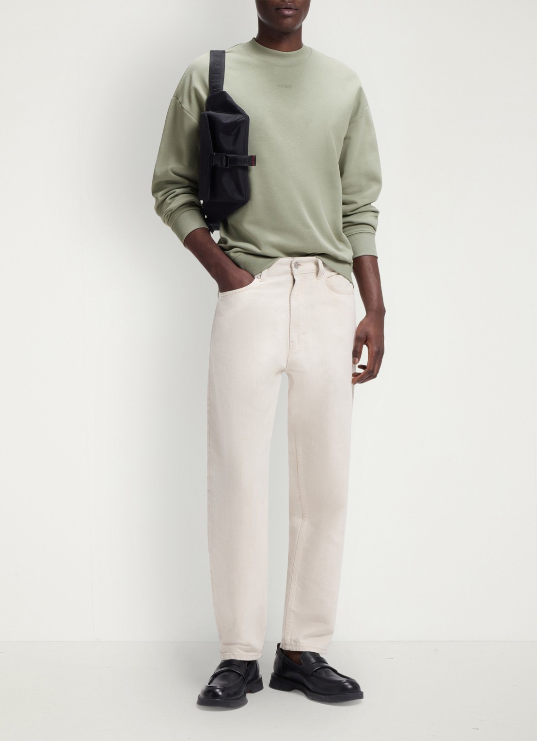 HUGO Sweater met logo - voorkant 3 light/pastel green-337 / groen