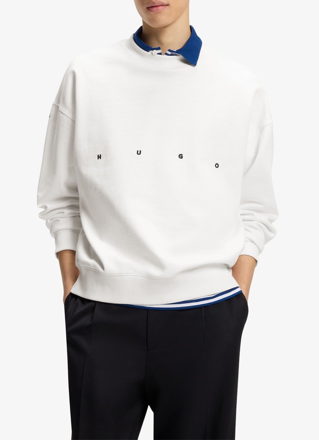 HUGO Sweater met logo - detail 4 creme
