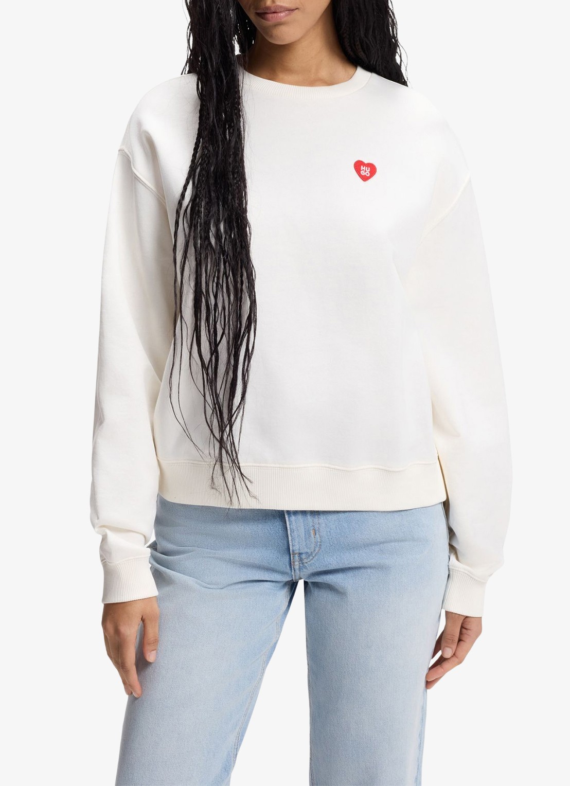HUGO Sweater met logo - detail 3 gebroken wit