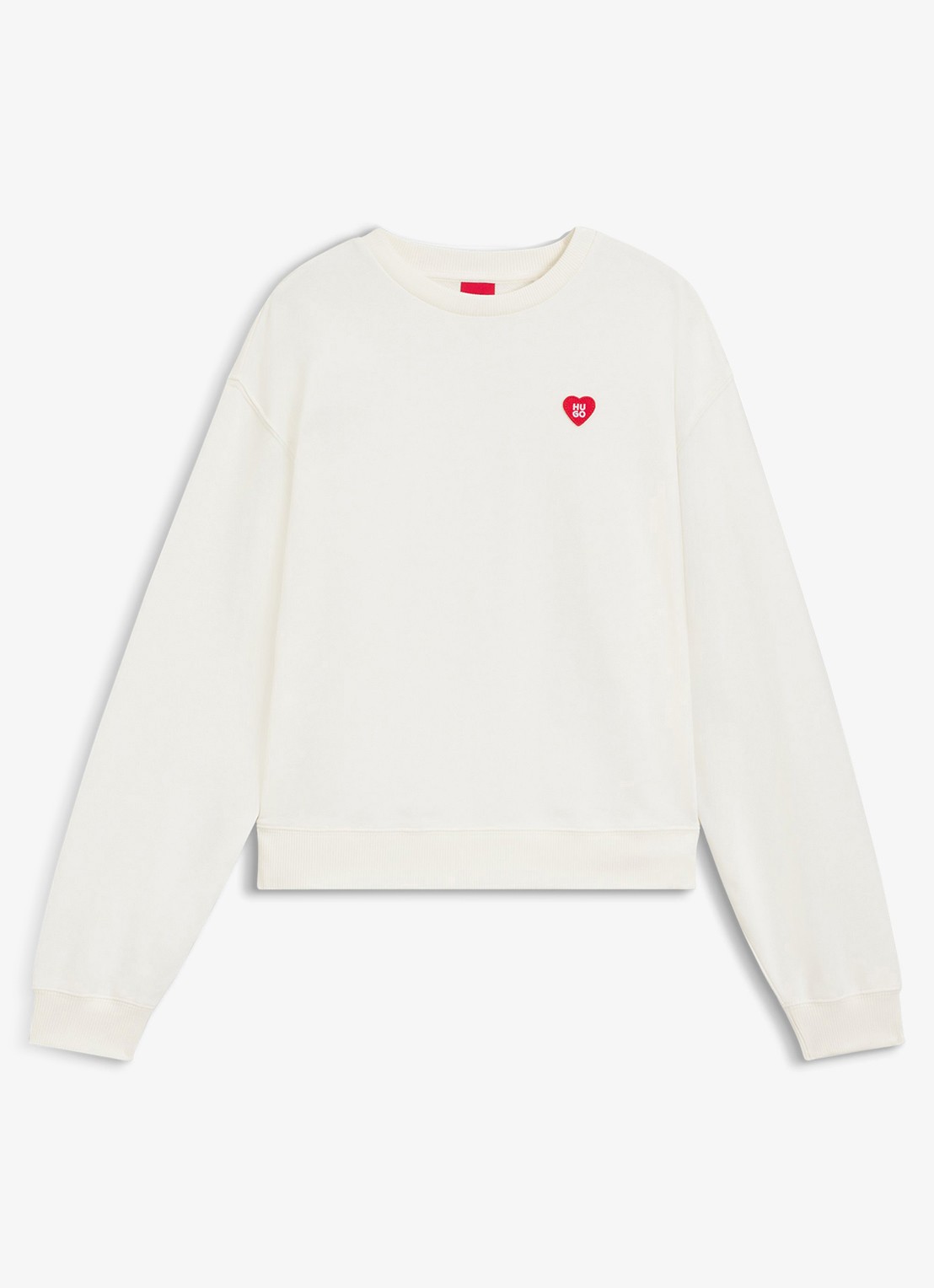 HUGO Sweater met logo - voorkant 2 gebroken wit
