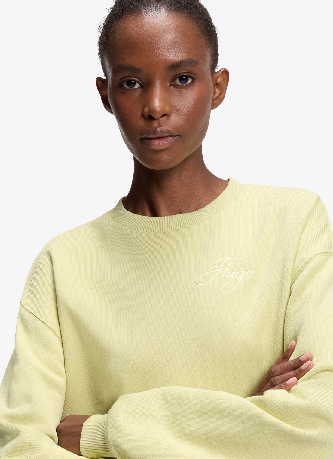 HUGO Sweater met logoborduring - detail 4 beige