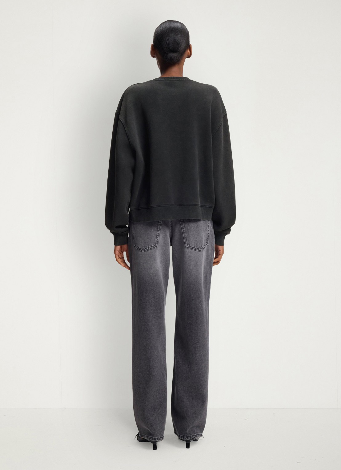 HUGO Sweater met logoprint - achterkant 3 donkergrijs