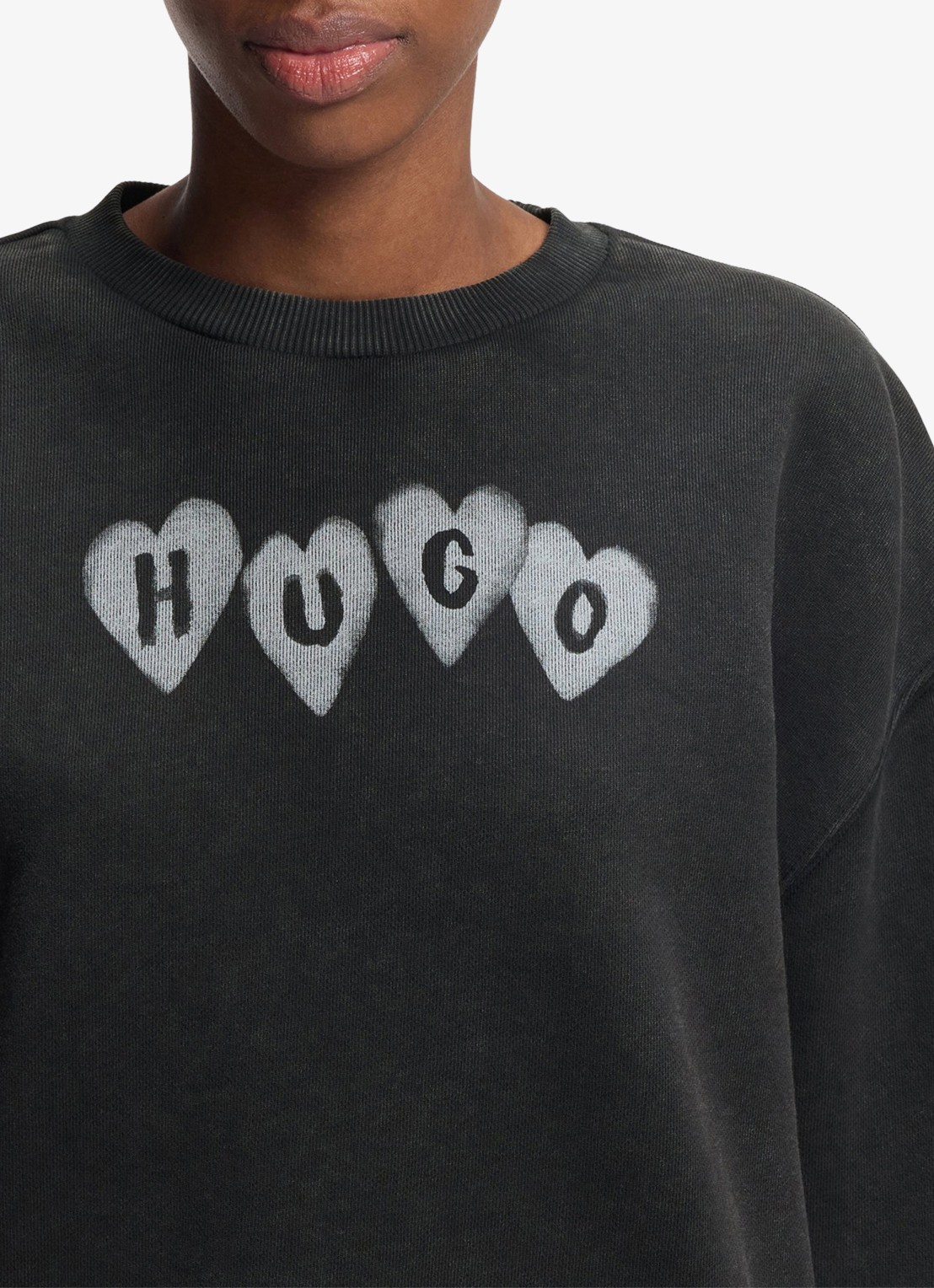 HUGO Sweater met logoprint - detail 5 donkergrijs