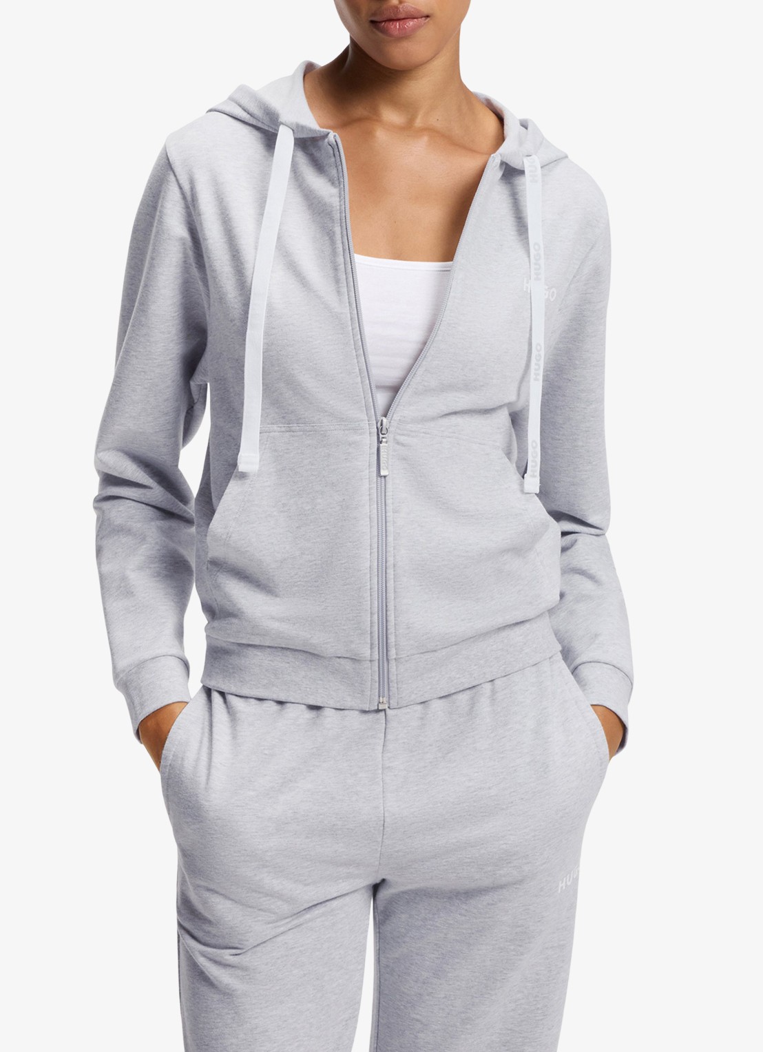 HUGO Sweatvest met capuchon - detail 4 grijs