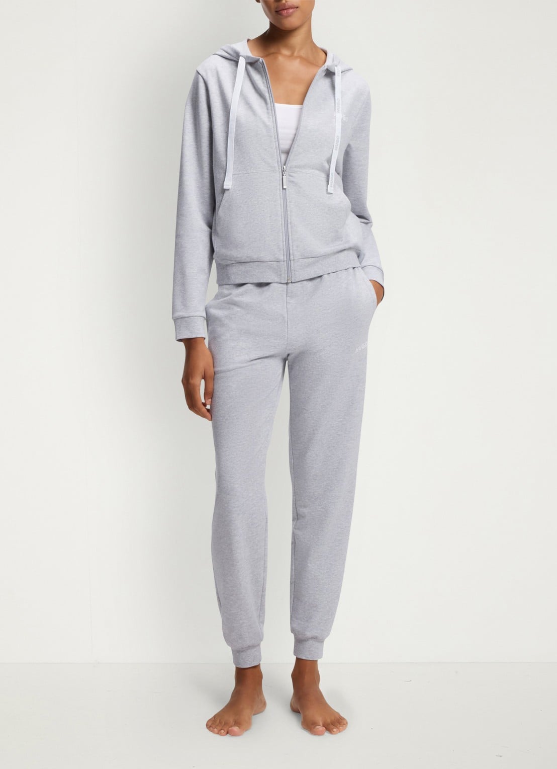 HUGO Sweatvest met capuchon - voorkant 2 grijs