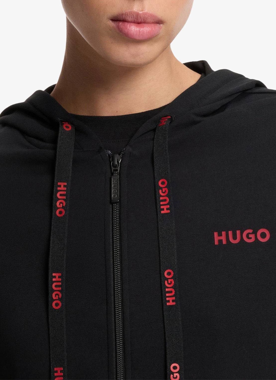 HUGO Sweatvest met capuchon - detail 2 zwart