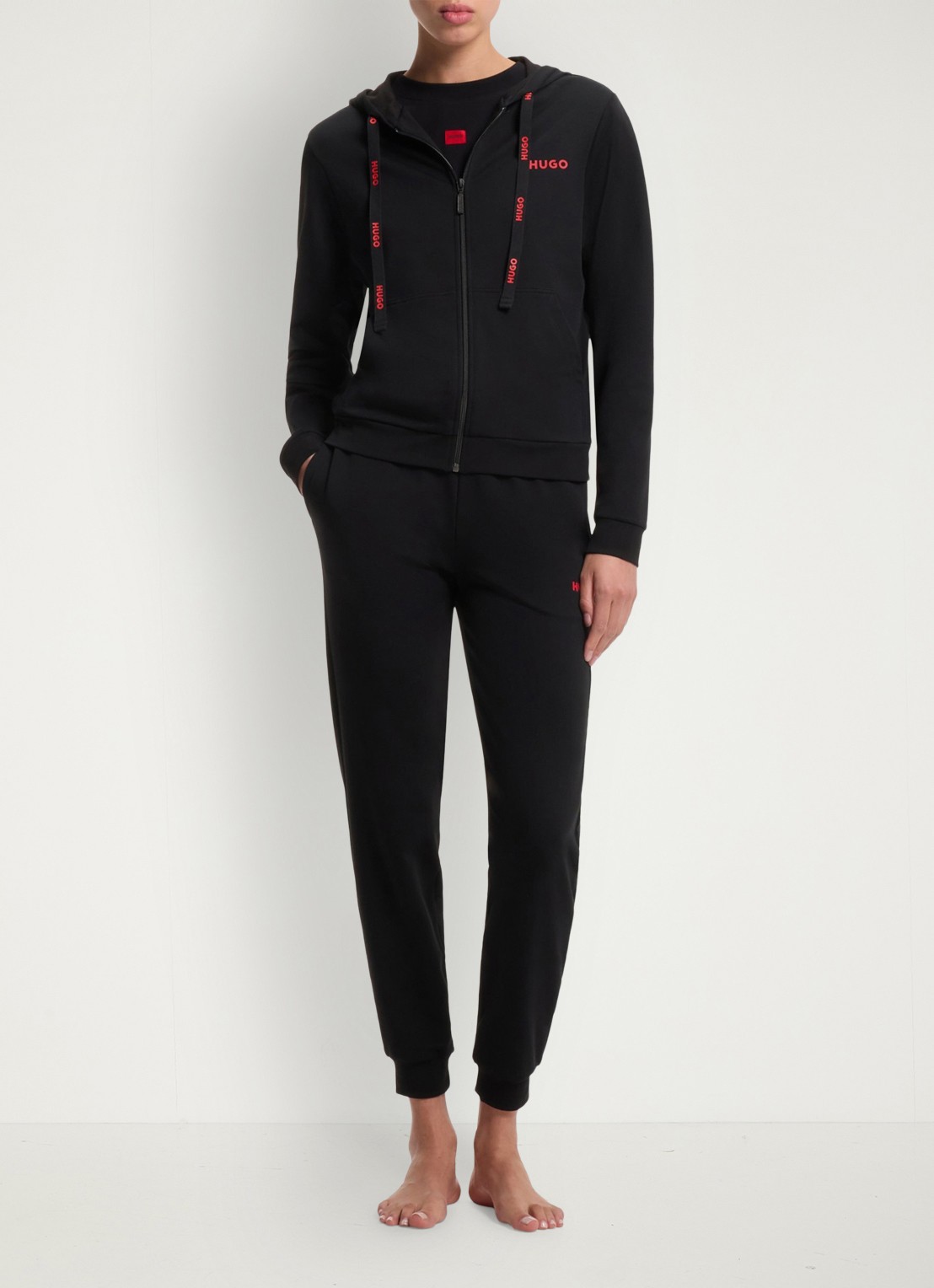 HUGO Sweatvest met capuchon - voorkant 4 zwart