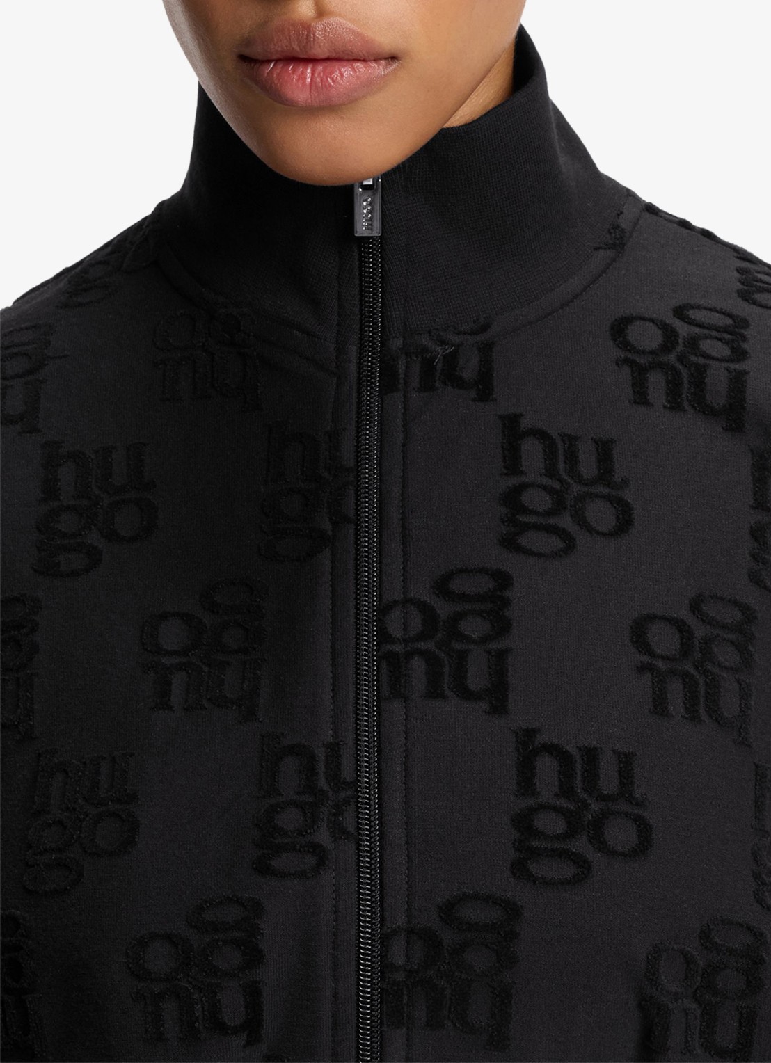 HUGO Sweatvest met logo - detail 3 zwart