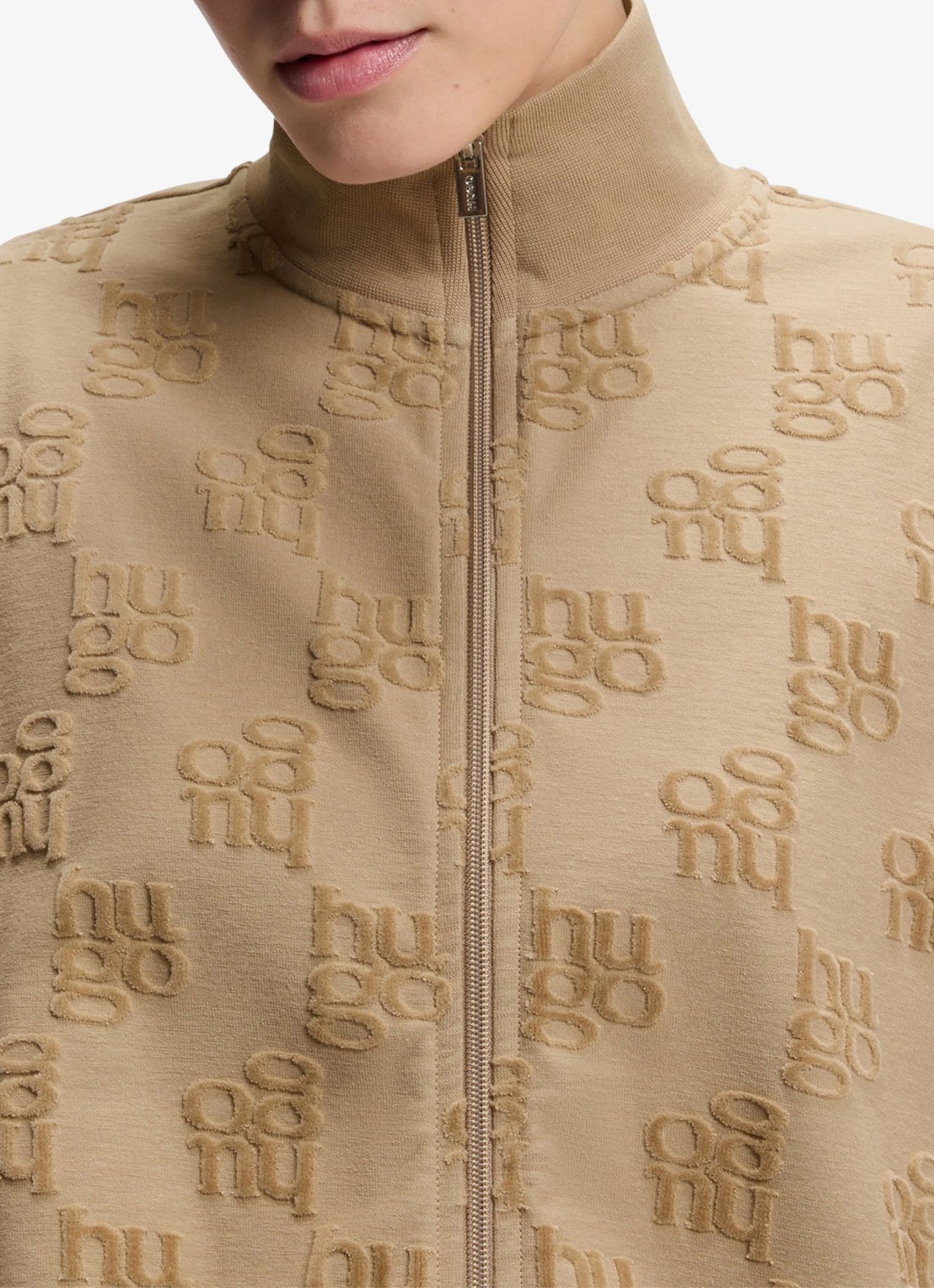 HUGO Sweatvest met logo - detail 2 light /pastel brown-232 / bruin