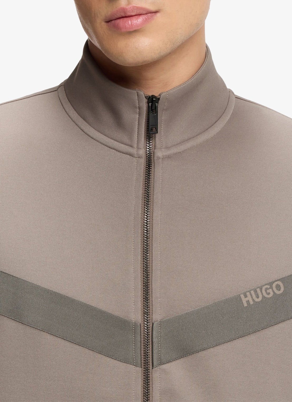 HUGO Sweatvest met logo - detail 4 lichtbruin