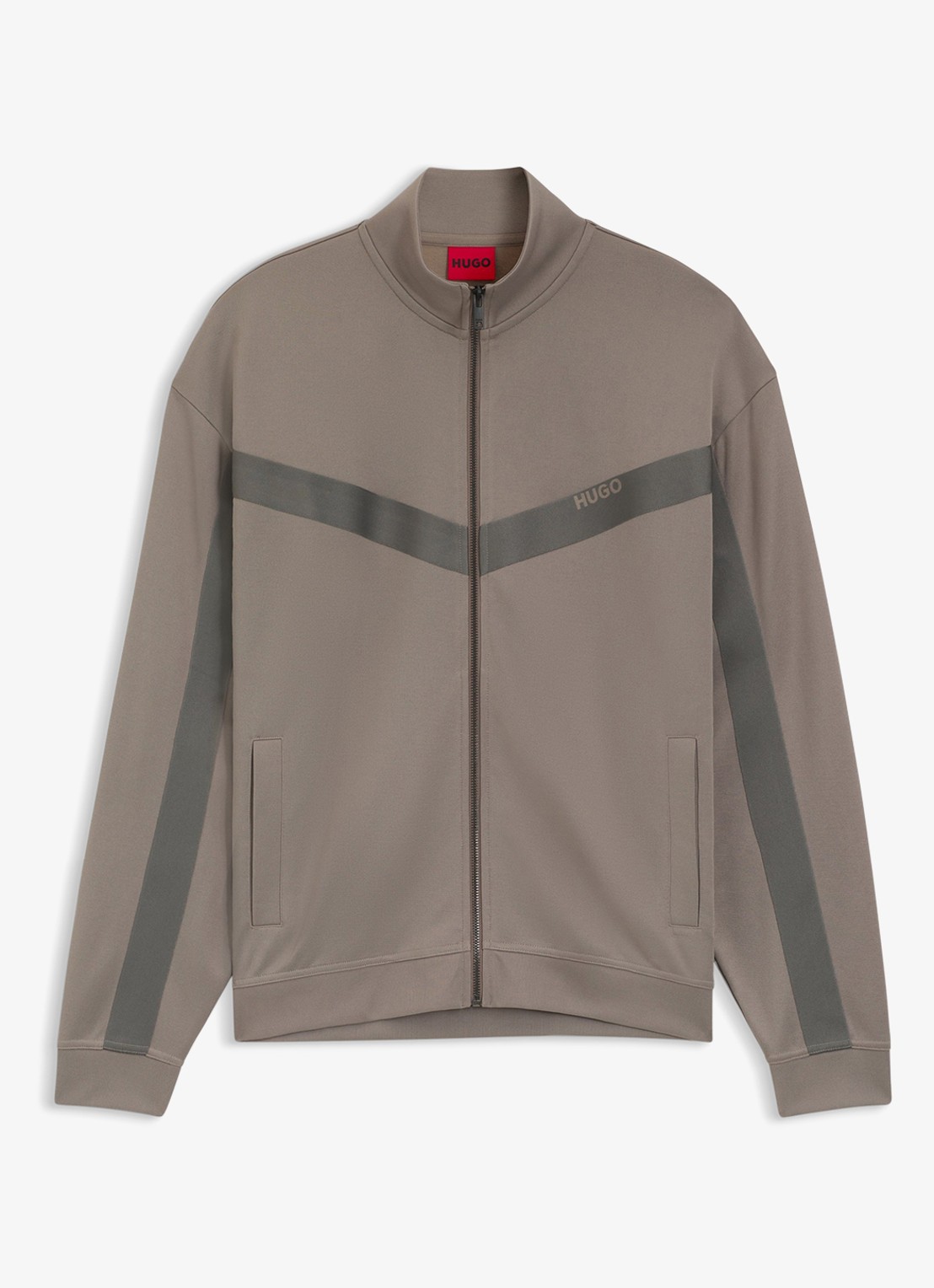 HUGO Sweatvest met logo - voorkant lichtbruin