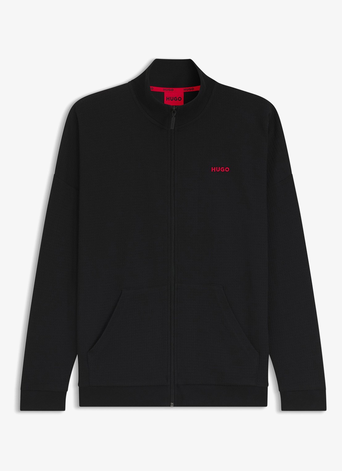 HUGO Sweatvest met wafelstructuur - voorkant 4 zwart