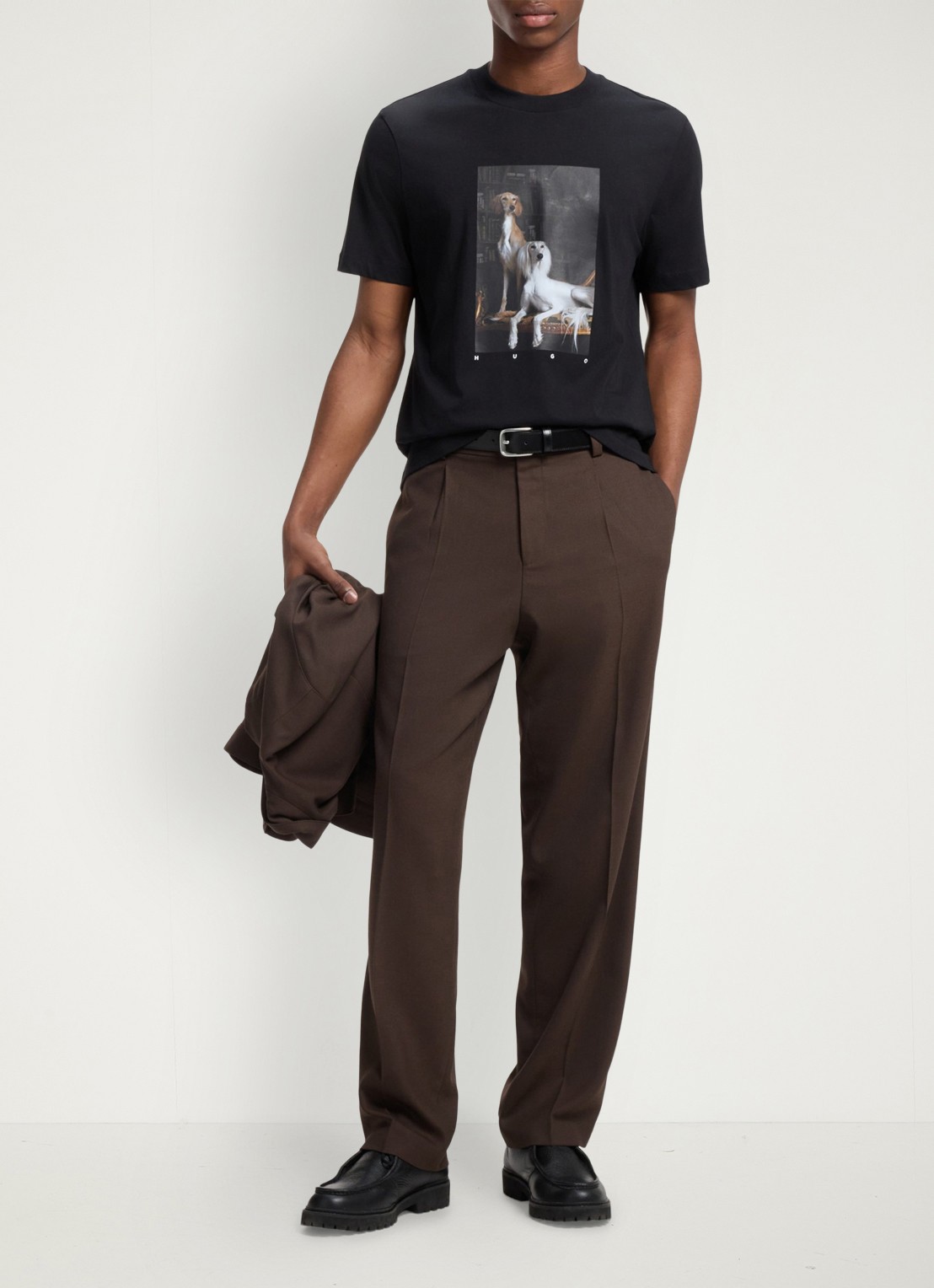 HUGO T-shirt met grafische print - voorkant 2 diepzwart