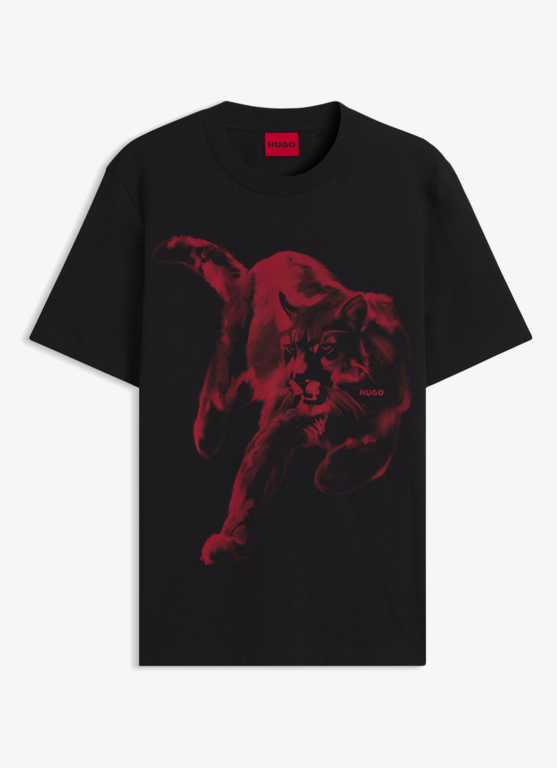 HUGO T-shirt met grafische print - voorkant 4 zwart