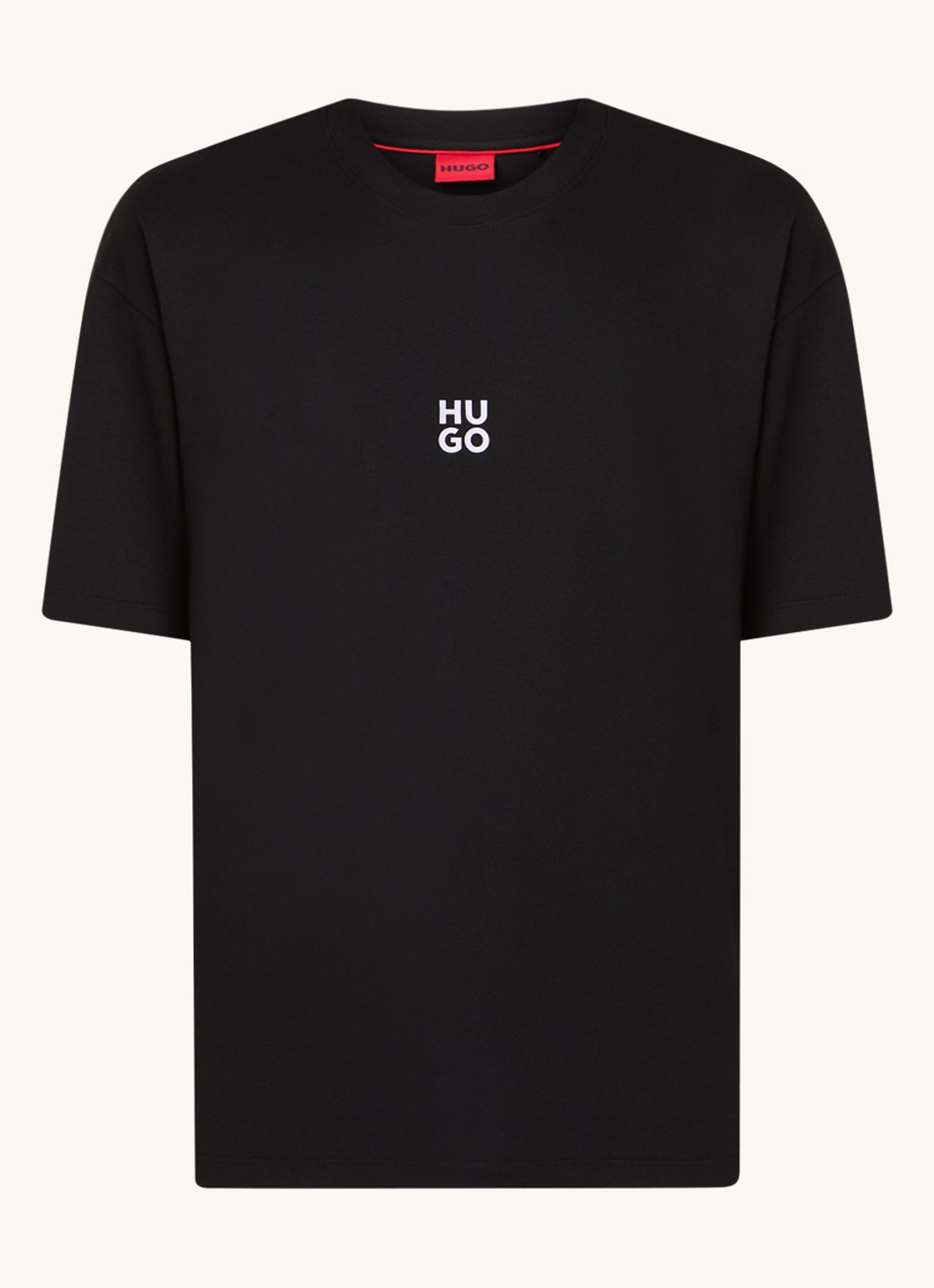 HUGO T-shirt met logo- en backprint - voorkant 2 zwart