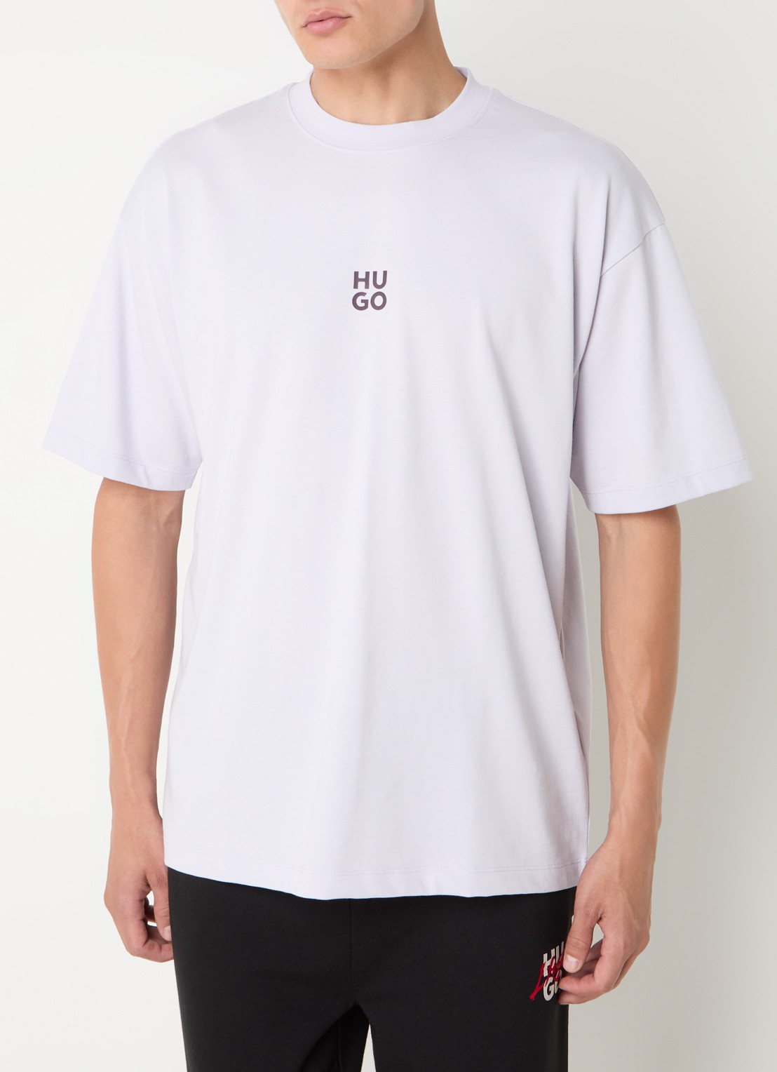 HUGO T-shirt met logo- en backprint - achterkant 4 lila
