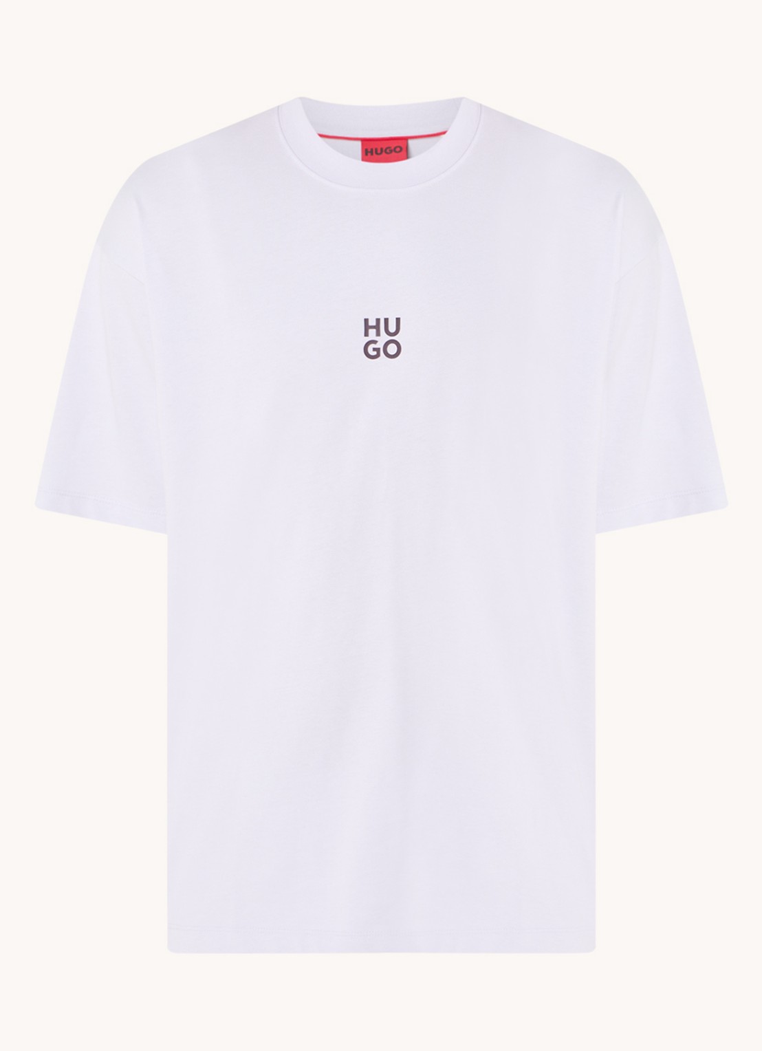 HUGO T-shirt met logo- en backprint - voorkant 2 lila