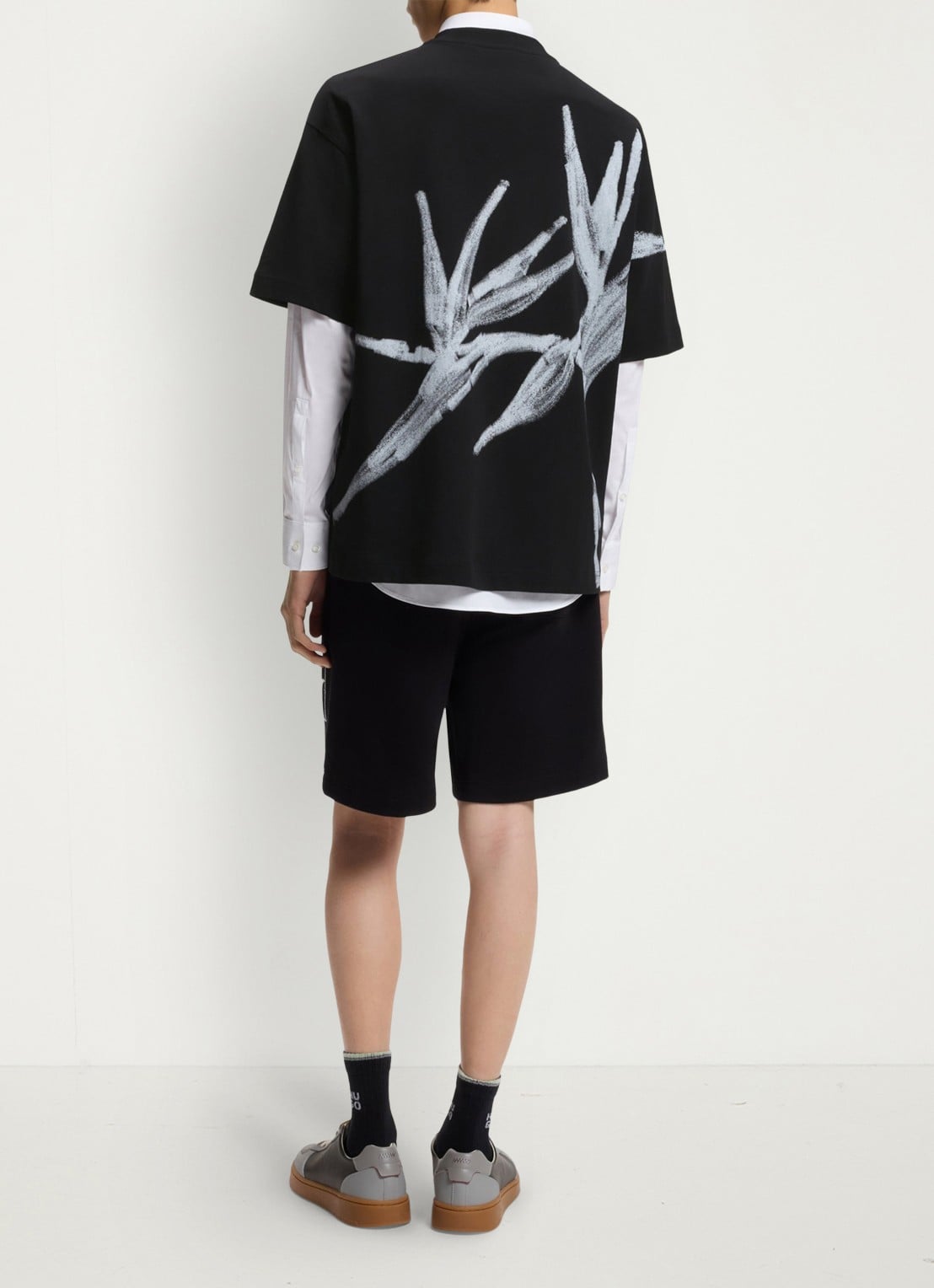 HUGO T-shirt met logo- en backprint - achterkant 5 zwart