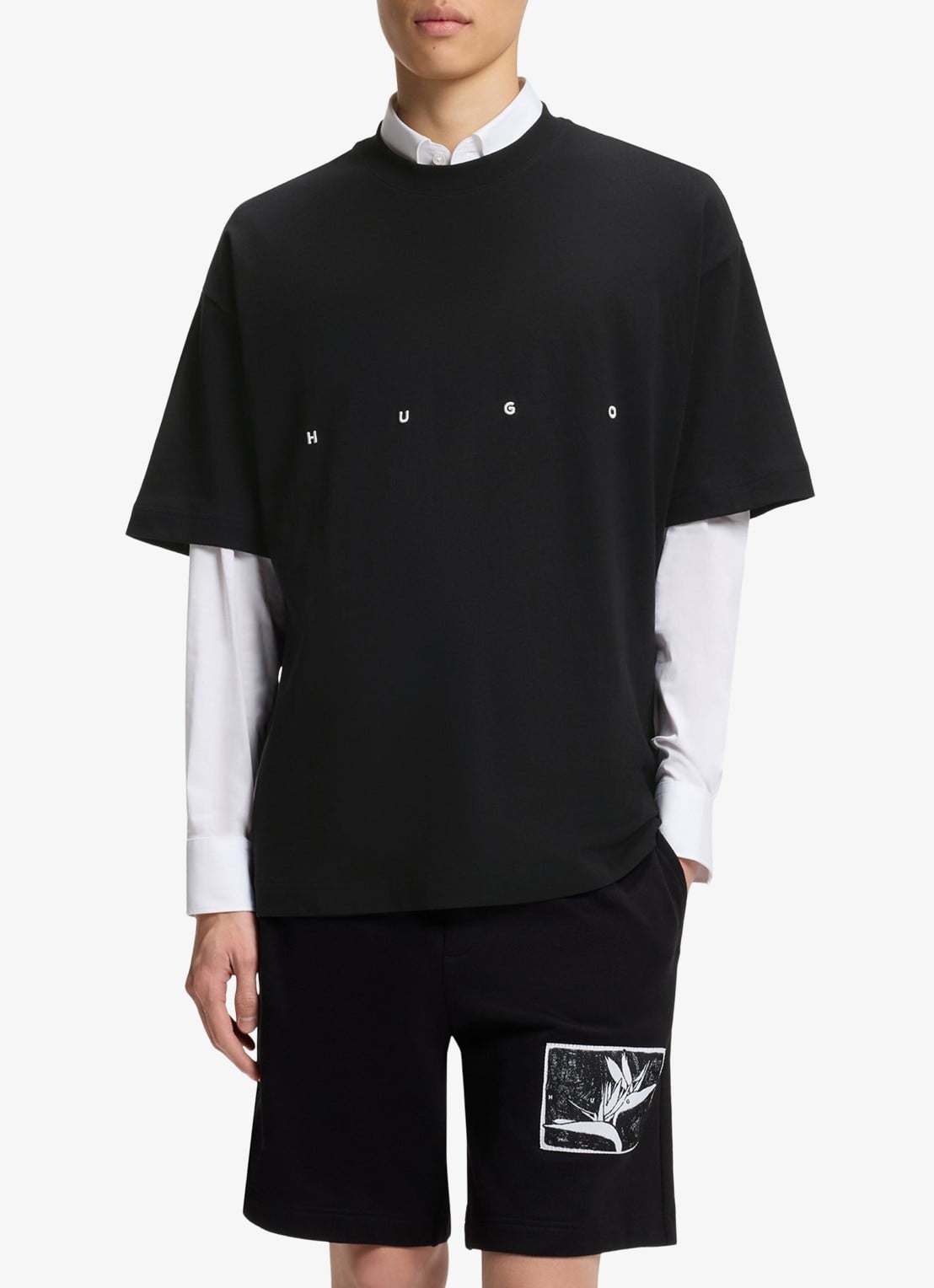 HUGO T-shirt met logo- en backprint - detail 3 zwart
