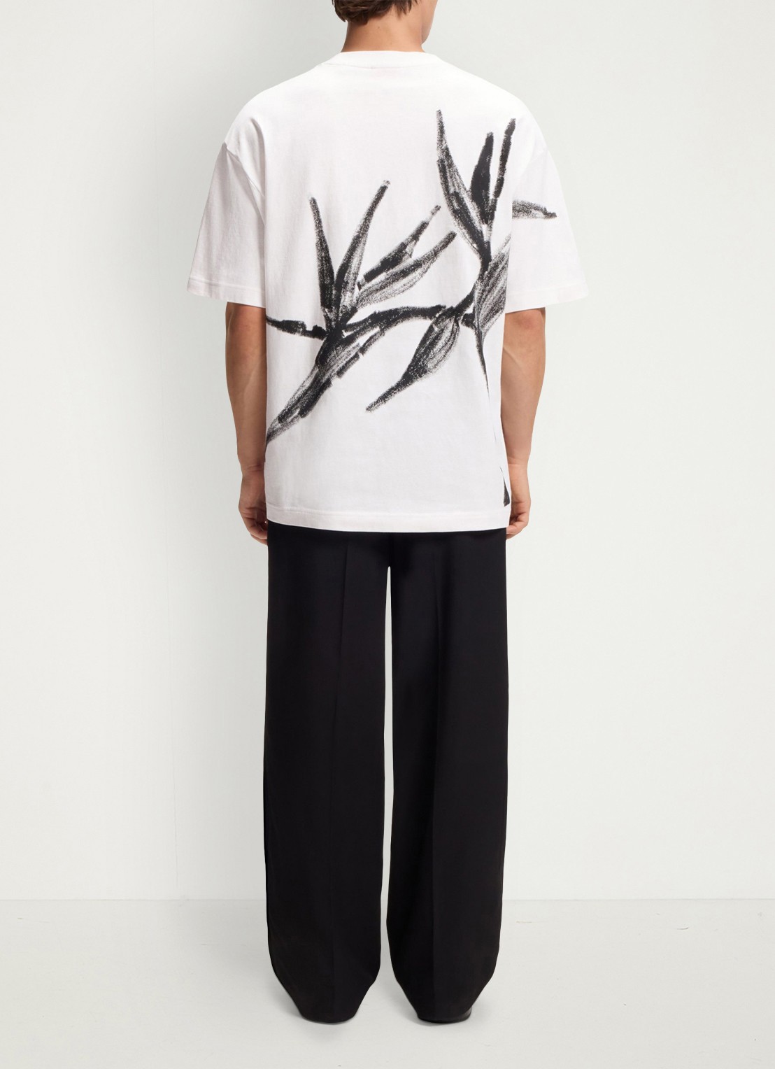 HUGO T-shirt met logo- en backprint - achterkant 5 creme