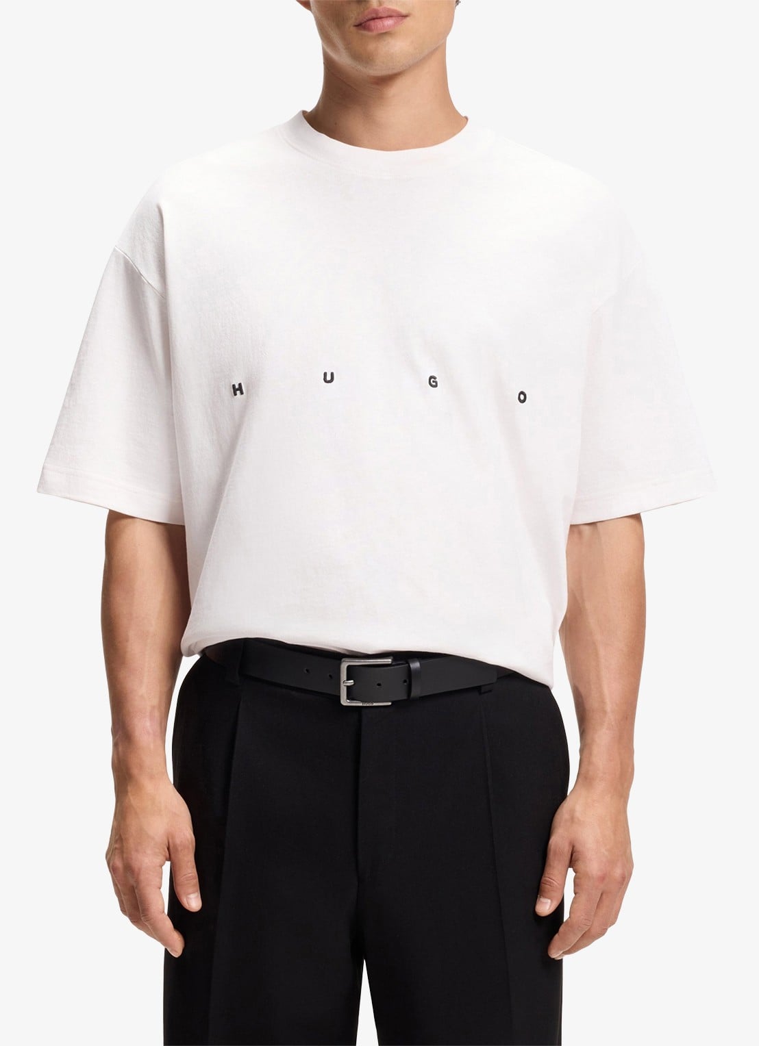 HUGO T-shirt met logo- en backprint - detail 3 creme