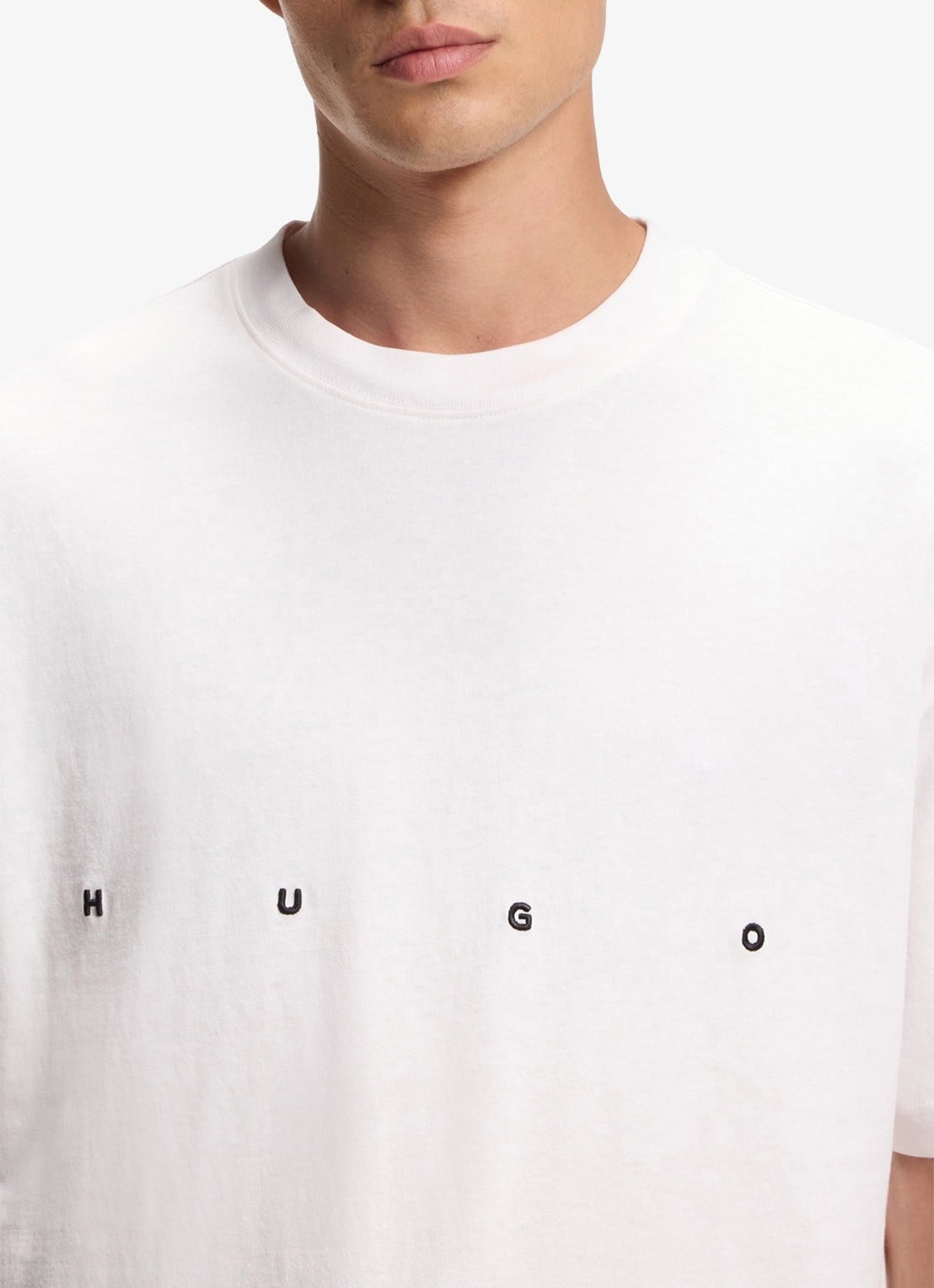 HUGO T-shirt met logo- en backprint - detail 4 creme