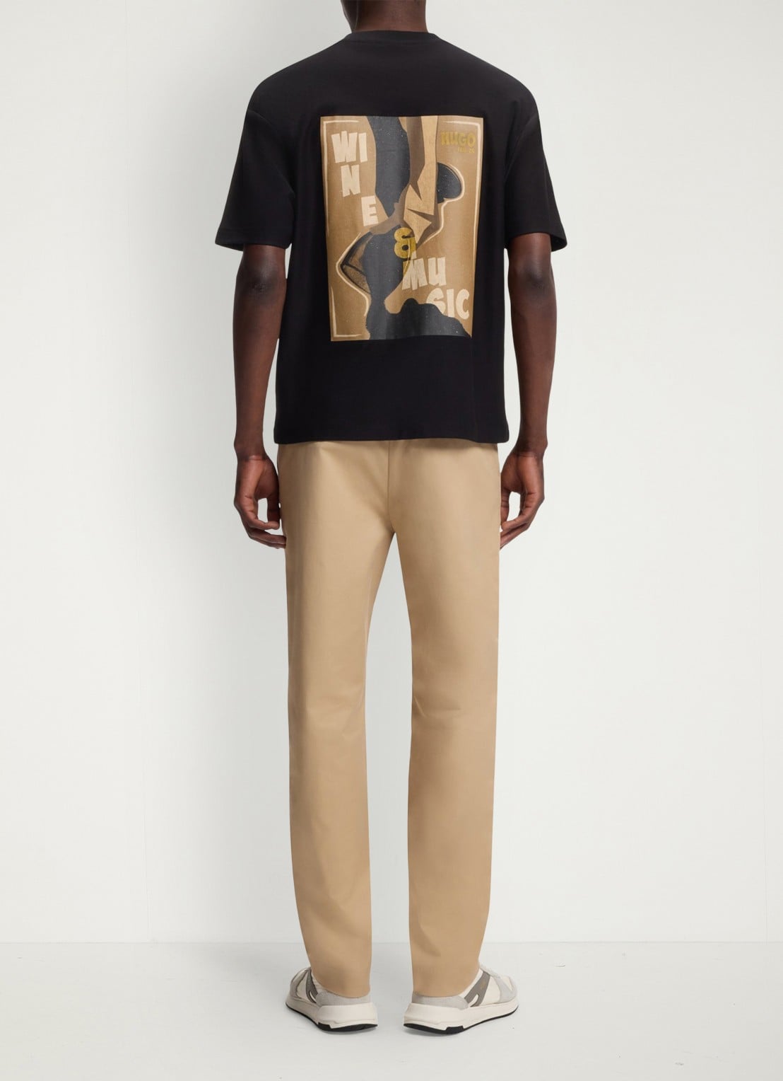 HUGO T-shirt met logo- en backprint - achterkant 5 zwart