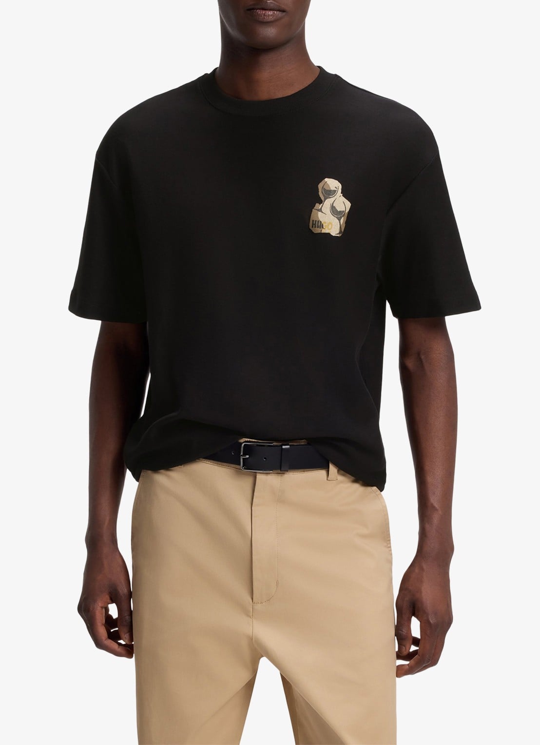 HUGO T-shirt met logo- en backprint - detail 3 zwart