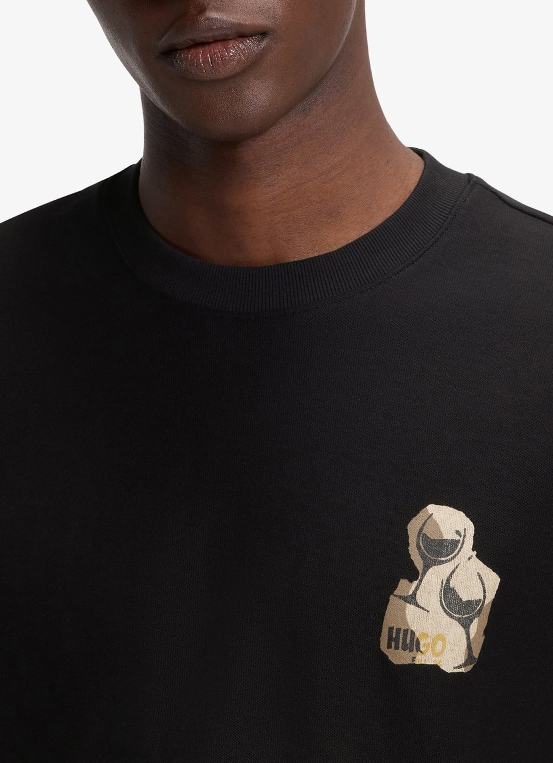 HUGO T-shirt met logo- en backprint - detail 4 zwart