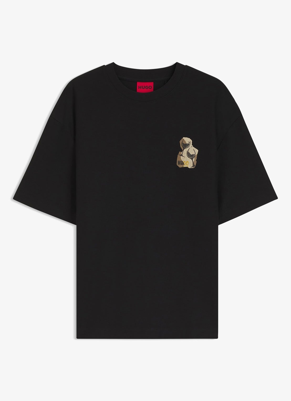 HUGO T-shirt met logo- en backprint - voorkant zwart