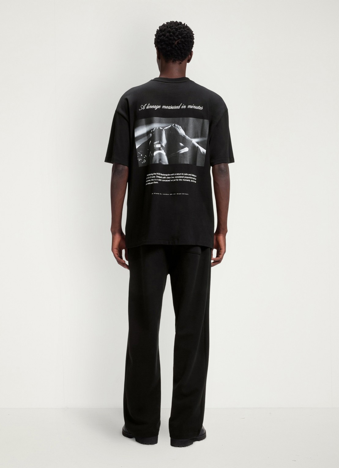 HUGO T-shirt met logo- en backprint - achterkant 3 zwart
