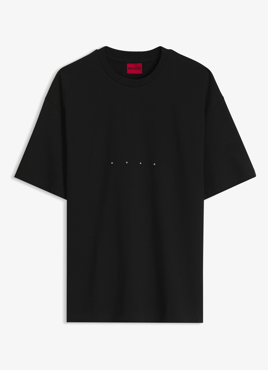 HUGO T-shirt met logo- en backprint - voorkant 4 zwart