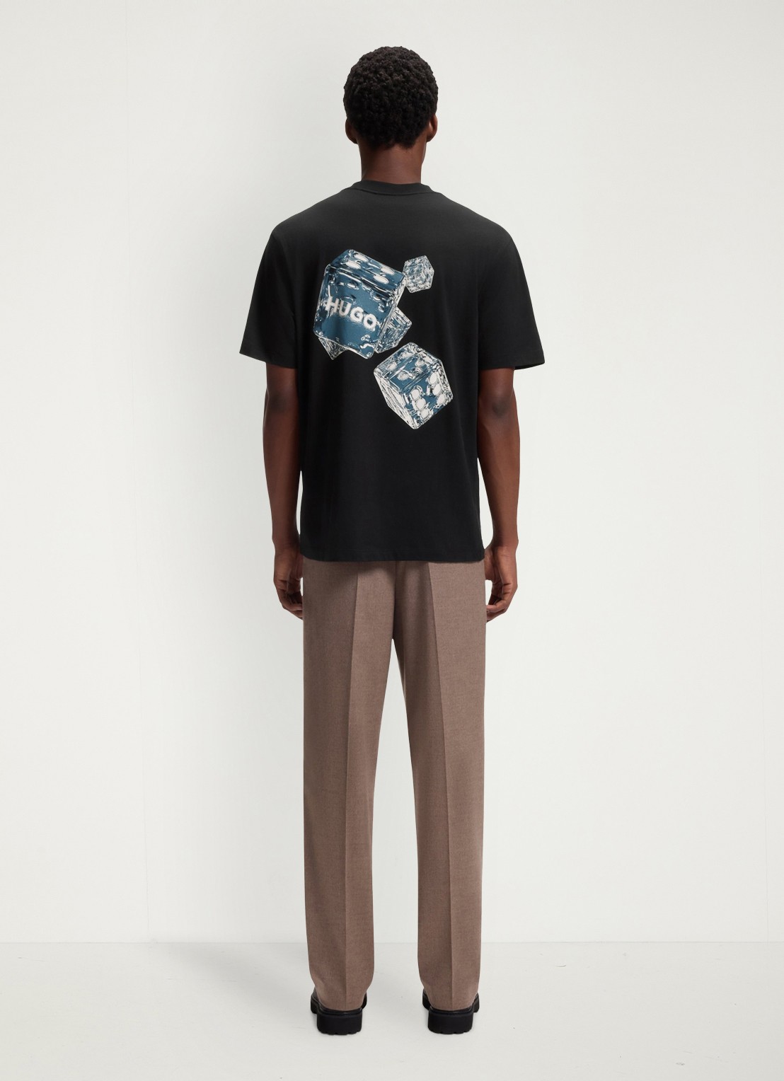 HUGO T-shirt met logo- en backprint - achterkant 5 zwart